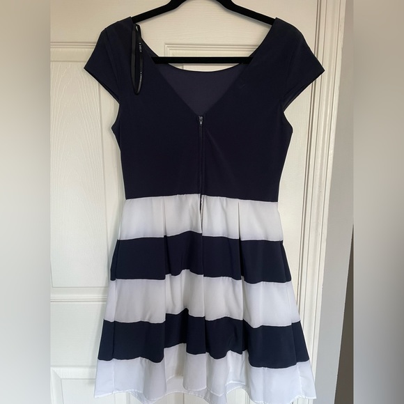 B Darlin navy blue and white striped dress - Picture 3 of 3